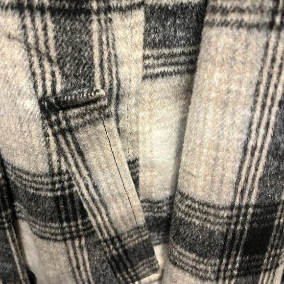 NWOT Me Jane Black and Cream Plaid Pea Coat - Picture 5 of 7